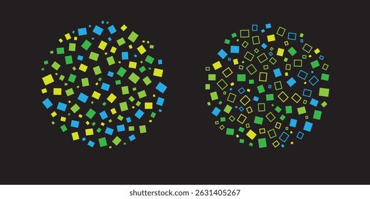 Abstract circle of rectangular background scripts with filler patterns. vector illustration