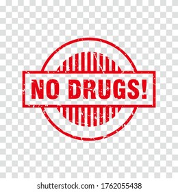 Resumen Círculo Rojo Grunge Sin Medicamentos Sellos de goma Vector de Signos, Campaña Red Grunge Sin Drogas, Sello, Marca, Plantilla de Diseño de Etiqueta
