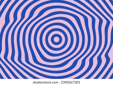 Abstract Circle Ripple Pattern. Vector Wavy Texture. Swirl Psychedelic Geometric Lines. Hypnotic Optical Illusion