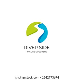 logotipo del lado del río de círculo abstracto