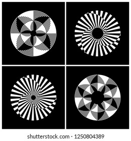 Abstract circle rotation design elements. Vector art.