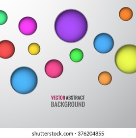 abstract  circle round bubbles on light grey background.Bright rainbow colored infographic web design, icon elements. 