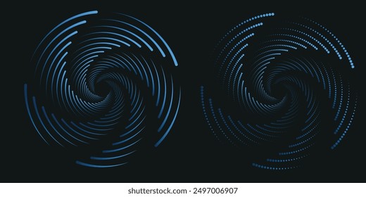 Abstract circle round frame by lines wavy flowing black gradient isolated on transparent background. Vector in concept modern, technology, science, music.	
