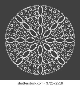 Abstract circle round geometry.stars,triangles,little circles in big circle.objects composition.The lace for decoration.Theme,holidays.Template frame design for card.Used for packaging, invitations