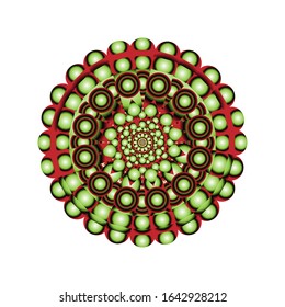 abstract circle. with rounded green dots. Isolated dynamical art form