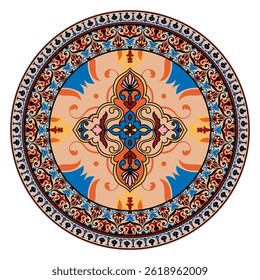 Abstract circle rug, vintage pattern ceramic tile