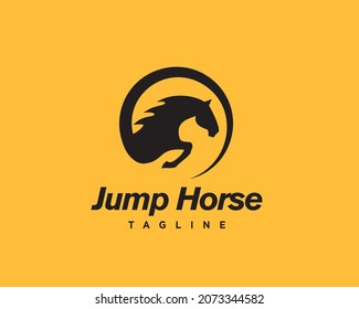 abstract circle run jump horse icon symbol logo template design illustration