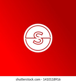 abstract circle S logo letters in modern line shape with red background design concept