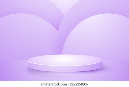 Abstract circle scene 3d round podium pastel purple background for product presentation mockup show