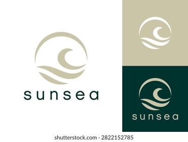 abstract circle sea wave logo vector design