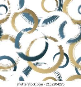 Abstract Circle Seamless Pattern. Repeating Gold Grunge Backdrop. Random Circles. Repeat Golden Background. Geometric Texture. Repeated Graphic Printing. Patern For Design Prints. Vector Illustration