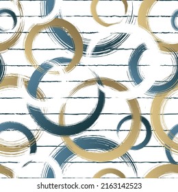 Abstract circle seamless pattern. Repeating gold grunge backdrop. Random circles. Repeat golden background. Geometric texture. Repeated graphic printing. Patern for design prints. Vector illustration