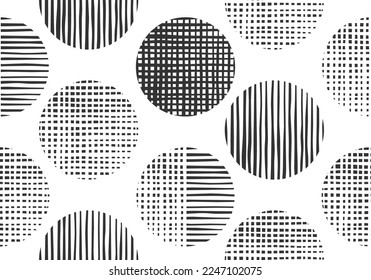 Abstract circle seamless pattern or texture. Modern geometric background with hand drawn circle shapes. Minimal design template. Vector illustration.