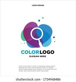 Resumen Diseños del logotipo de la búsqueda en círculo vectores de concepto, símbolo del logotipo de aumento