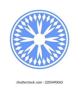 Abstract Circle Shape Blue Cornflower Icon. Round Design Element. Vector Art.