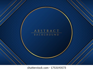 Abstract circle shape center for text blue and gold metallic design. vector illustration.