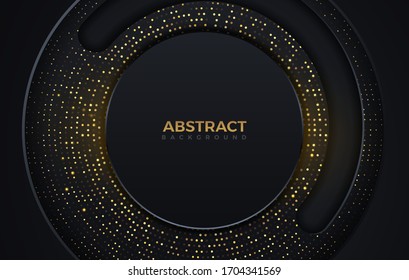 Abstract circle shape dark and golden color luxury background design template