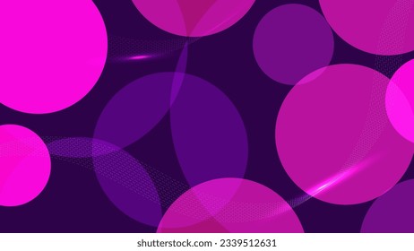 Abstract circle shape and dass line colors with light on purple background.Vector graphic illustration.