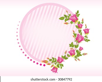 abstract circle shape frame with rose flower