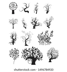Abstract circle shape illustration of tree branches or roots for concept design, creative nature art. EPS10 vector.