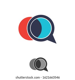 abstract circle shape with a magnifying glass,  Logo design vector template.
