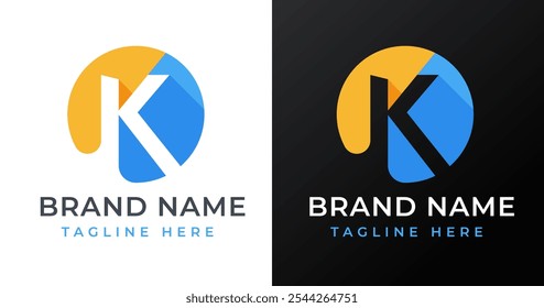 Abstract Circle Shape on Letter K Logo Inspiration. Initial Letter K with Circle Shape Logo Design. Circle Shape Symbol for Corporate Business Identity. Alphabet Vector Logo Illustration