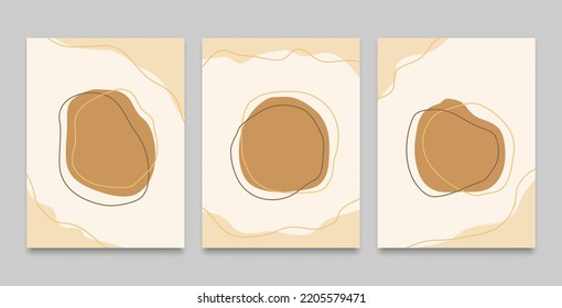 Abstract circle shape wall home decor watercolor painting background, vector art design