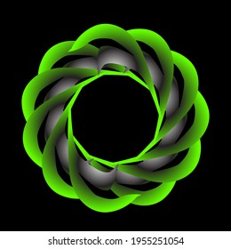 Circulo abstracto en forma de flor envuelta en verde y gris