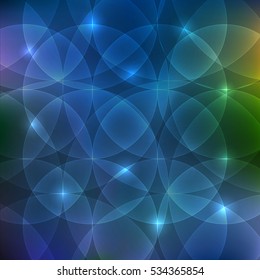 Abstract circle shapes dark blue background with glow