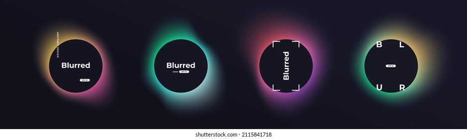 Abstract circle shapes with gradient isolated on black background. Vector set. Fluid vivid gradients for banners. Modern trendy design. Liquid shape. Colorful bright neon template. Dynamic soft color. - Shutterstock ID 2115841718