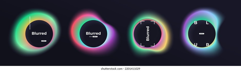 Abstract circle shapes and gradient isolated black background  Vector set  Liquid shape  Fluid vivid gradients for banners  Modern trendy design  Colorful bright neon template  Dynamic soft color 