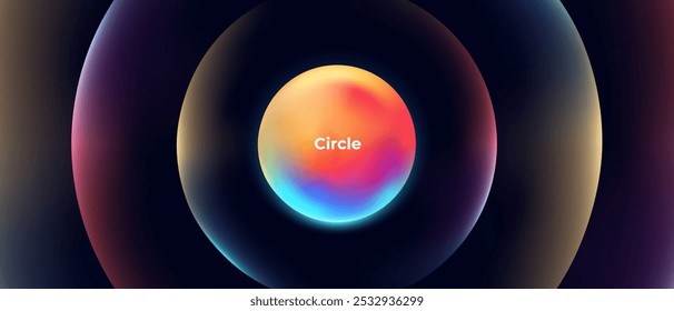 Abstract circle shapes with gradient isolated on black background. Vector set. Fluid vivid gradients for banners. Modern trendy design. Liquid shape. Colorful bright neon template. Dynamic soft color.