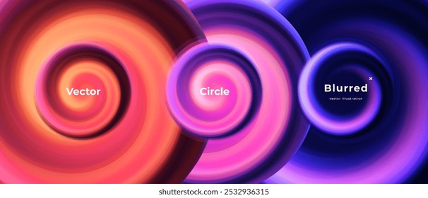 Abstract circle shapes with gradient isolated on black background. Vector set. Fluid vivid gradients for banners. Modern trendy design. Liquid shape. Colorful bright neon template. Dynamic soft color.