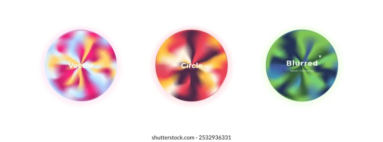 Abstract circle shapes with gradient isolated on white background. Vector set. Fluid vivid gradients for banners. Modern trendy design. Liquid shape. Colorful bright neon template. Dynamic soft color.