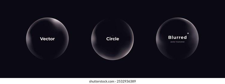 Abstract circle shapes with gradient isolated on black background. Vector set. Fluid vivid gradients for banners. Modern trendy design. Liquid shape. Colorful bright neon template. Dynamic soft color.