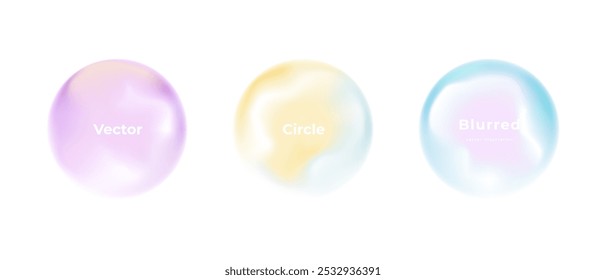 Abstract circle shapes with gradient isolated on white background. Vector set. Fluid vivid gradients for banners. Modern trendy design. Liquid shape. Colorful bright neon template. Dynamic soft color.