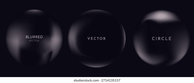 Abstract circle shapes with gradient isolated on black background. Vector set. Fluid vivid gradients for banners. Modern trendy design. Liquid shape. Colorful bright neon template. EPS10