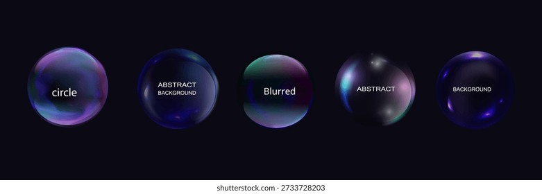 Abstract circle shapes with gradient isolated on black background. Vector set. Fluid vivid gradients for banners. Modern trendy design. Liquid shape. Colorful bright neon template. Abstract circle shapes with gradient isolated on black background. Vector set. Fluid vivid gradients for banners. Modern trendy design. Liquid shape. Colorful bright neon template.