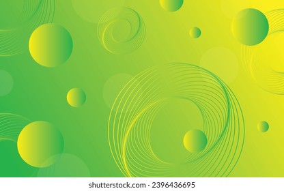 Abstract circle shapes in green yellow gradient background. Circle pattern wallpaper. Modern style gradient color palate background. Minimal background wallpaper. Digital and print use.