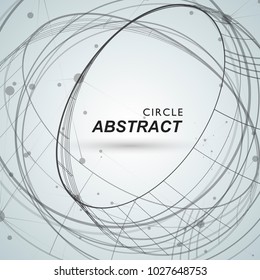 Abstract circle shapes with lines and dots