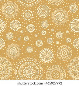 Abstract circle shapes pattern. Vector abstract seamless ornament. Golden wallpapers. Vector geometric seamless wallpapers.
