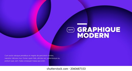 Abstract circle shapes with pink neon lights. Vector illustration.