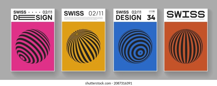 Abstract Circle Shapes Posters. Set of Modern Swiss Design Covers. Minimalist Geometric Elements.