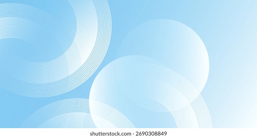 Abstract with circle simple minimalist banner background. Pastel white and blue gradations. Modern shiny color. Vector illustration