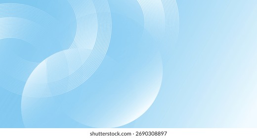 Resumo com círculo plano de fundo de banner minimalista simples. Gradações de branco e azul pastel. Cor brilhante moderna