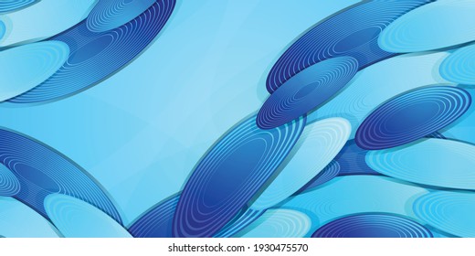 Abstract Circle Smooth Blue Stripes Gradient Background Design, Soft Blue White Curve Background Template Vector