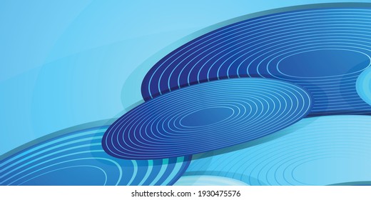 Abstract Circle Smooth Blue Stripes Gradient Background Design, Soft Blue White Curve Background Template Vector