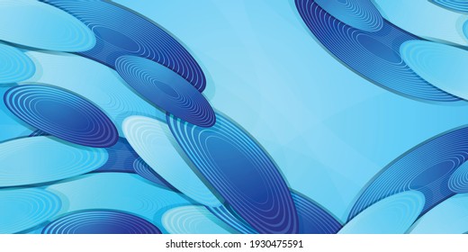 Abstract Circle Smooth Blue Stripes Gradient Background Design, Soft Blue White Curve Background Template Vector