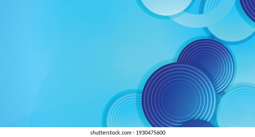 Abstract Circle Smooth Blue Stripes Gradient Background Design, Soft Blue White Curve Background Template Vector