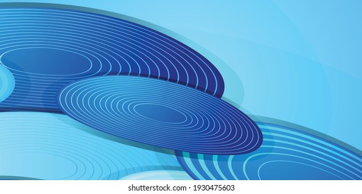Abstract Circle Smooth Blue Stripes Gradient Background Design, Soft Blue White Curve Background Template Vector